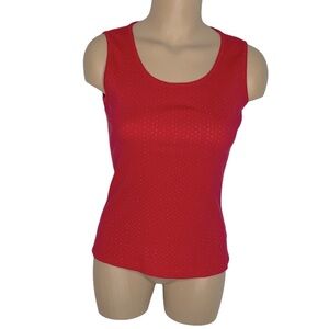 STYLE & CO. Sport Tank Top Cotton Red with Silver Polka Dots Size Medium